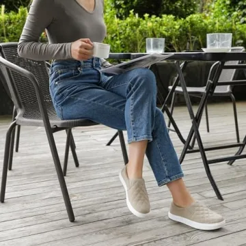 STQ Casual Shoes for Women Memory Foam Slip On Sneakers Comfortable Loafers Taupe 8