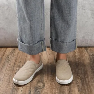 STQ Casual Shoes for Women Memory Foam Slip On Sneakers Comfortable Loafers Taupe 8