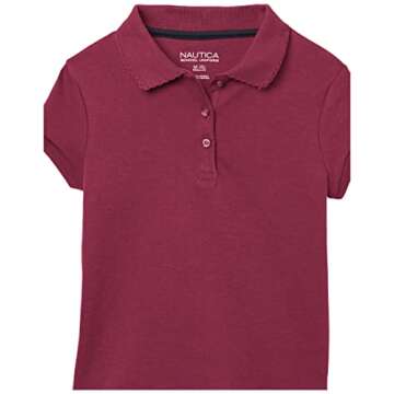 Nautica Girls' Burgundy Pique School Polo Shirt - 2T