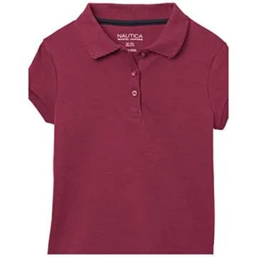 Nautica Girls' Burgundy Pique School Polo Shirt - 2T