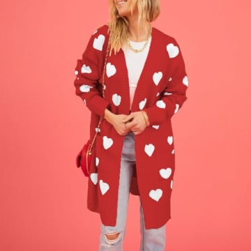 Heart Sweater Women’s Cozy Knit Cardigan for Fall