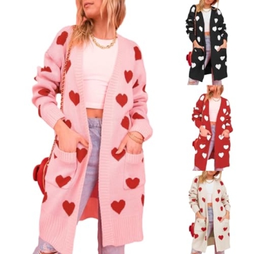 Heart Sweater Women’s Cozy Knit Cardigan for Fall