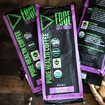 Mold Free Pure Health Coffee - Organic Fair Trade Specialty Grade Low Acid Clean Coffee 12oz (Ground)