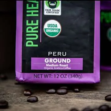 Mold Free Pure Health Coffee - Organic Fair Trade Specialty Grade Low Acid Clean Coffee 12oz (Ground)