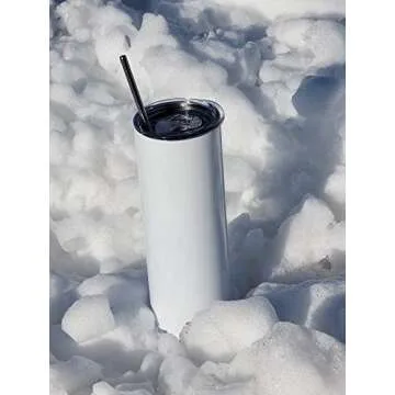 Ink Trendz Sublimation Blank Skinny Straight Tumbler Stainless Steel 20 oz. Tumblers with Metal Straws and Individually Boxed Polymer Sublimation Coated