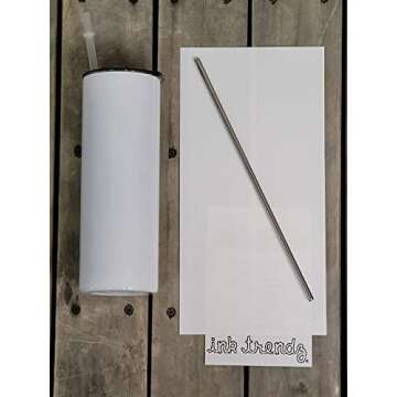 Ink Trendz Sublimation Blank Skinny Straight Tumbler Stainless Steel 20 oz. Tumblers with Metal Straws and Individually Boxed Polymer Sublimation Coated