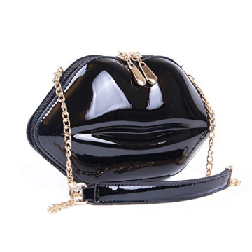 SUKUTU Lip Shaped Patent Leather Clutch for Women