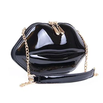 SUKUTU Lip Shaped Patent Leather Clutch for Women