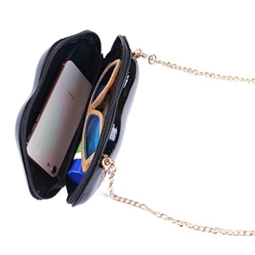 SUKUTU Lip Shaped Patent Leather Clutch for Women