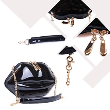SUKUTU Lip Shaped Patent Leather Clutch for Women