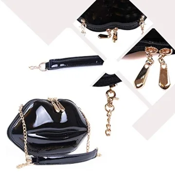 SUKUTU Lip Shaped Patent Leather Clutch for Women