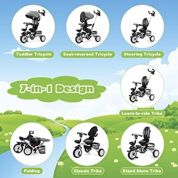 BABY JOY Tricycle 7-in-1 Adjustable & Safe Riding Solution