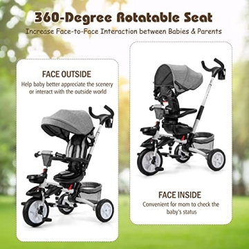 BABY JOY Tricycle 7-in-1 Adjustable & Safe Riding Solution