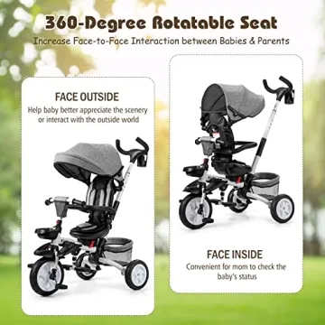 BABY JOY Tricycle 7-in-1 Adjustable & Safe Riding Solution