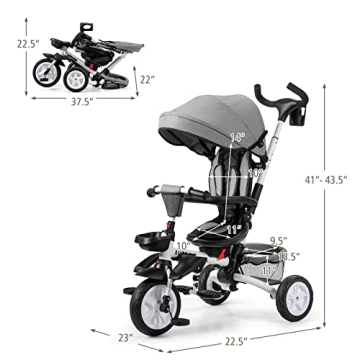 BABY JOY Tricycle 7-in-1 Adjustable & Safe Riding Solution