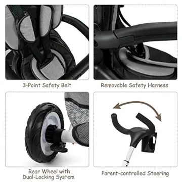 BABY JOY Tricycle 7-in-1 Adjustable & Safe Riding Solution