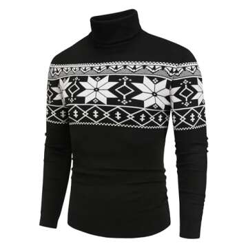 COOFANDY Men's Slim Fit Turtleneck Sweater Casual Basic Knitted Long Sleeve Pullover Sweater