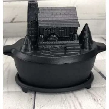 John Wright Log Cabin Steamer - Rustic Cast Iron Log Cabin Steamer with Porcelain Finish - Humidifier and Potpourri Holder for Home Decor