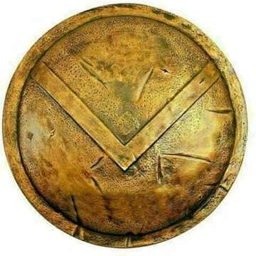 Medieval Round 300 Spartan Shield - Greek King Leonidas 18 Gauge Steel Armor LARP SCA Warrior Cosplay Battle Ready Shield Men (24 Inches) Gold