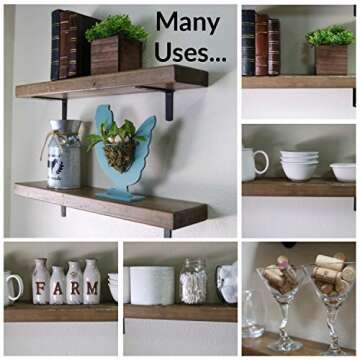 SDI Designs Rustic Farmhouse Floating Shelf Set, The Weathered Collection (24 Inch, Barnwood Brown)