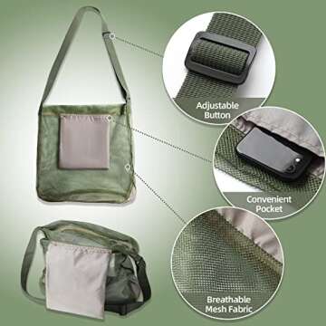 Mushroom Foraging Bag (17x16 Inches) - Foraging Kit With Mesh Bag, Adjustable Shoulder Strap, Mushroom Basket With Smartphone Pocket - Mushroom Hunting Bag, Ideal Gift For Mushroom Foragers (2 pack)