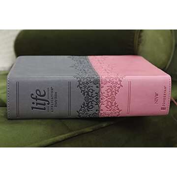 NIV, Life Application Study Bible, Third Edition, Large Print, Leathersoft, Gray/Pink, Red Letter, Thumb Indexed