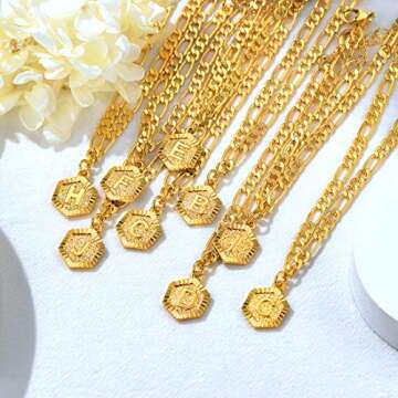 U7 Gold Figaro Anklets, 18k Gold Plated Chunky Chain Foot Bracelet Initial M Ankle Bracelets for Women