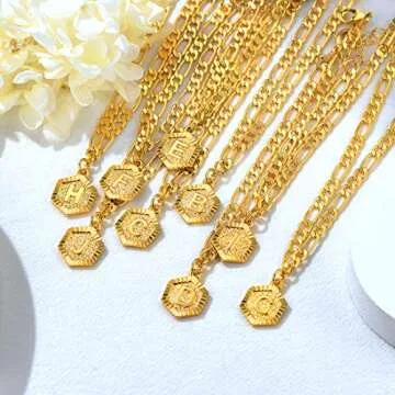 U7 Gold Figaro Anklets, 18k Gold Plated Chunky Chain Foot Bracelet Initial M Ankle Bracelets for Women