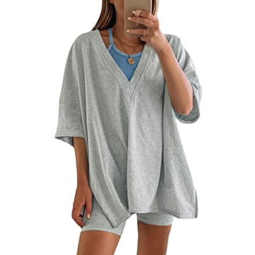 Lianlive Women's Oversized T-Shirt & Biker Short Set