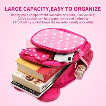 Voikukka Pink Cute Kid Backpacks for Little Girls Mini Mouse Backpack Toddler Bookbag Small Kids Preschool Backpacks for Girl Backpack Gift Childrens Book Bag Travel Backpacks