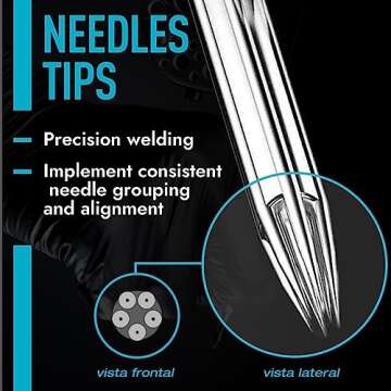 Tattoo Needles 50Pcs Yugui Tattoo Stick and Poke Needles Tattoo Gun Needles 3RL 5RL 7RL 9RL 11RL 3RS 5RS 7RS 9RS 11RS Mixed for Tattoo Kit Tattoo Supplies