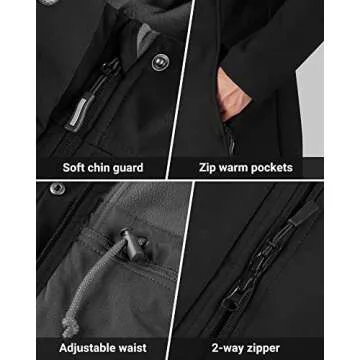 Outdoor Ventures Women's Lightweight Waterproof Fleece Lined Hooded Softshell Rain Jacket, Warm Windbreaker Long Coat