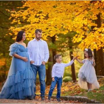 Tianzhihe Tulle Robe Maternity Dress Photoshoot Dressing Gown Sheer Long Puffy Old hollywood Robe Bridal Robe Champagne Large-X Large