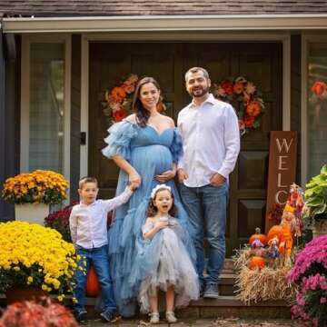 Tianzhihe Tulle Robe Maternity Dress Photoshoot Dressing Gown Sheer Long Puffy Old hollywood Robe Bridal Robe Champagne Large-X Large