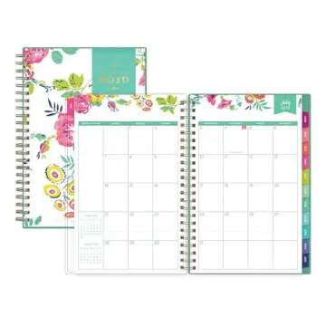 Blue Sky Day Designer for 2019-2020 Academic Year Weekly & Monthly Planner, Flexible Cover, Twin-Wire Binding, 5' x 8', Peyton White