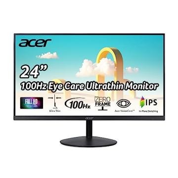 Acer SB242Y EBI 23.8" Full HD IPS Zero-Frame Monitor for Gaming & Office