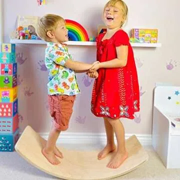 WOOD CITY Balance Board Kids, 35 Inch Wooden Wobble Board for Toddlers, Kids and Adults,Waldorf Toys...