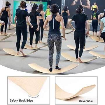 WOOD CITY Balance Board Kids, 35 Inch Wooden Wobble Board for Toddlers, Kids and Adults,Waldorf Toys, Curvy Rocker Board for Yoga and Exercise Indoor & Outdoor, Gifts for Kids Birthday and Christmas