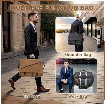 RAVUO Messenger Bag for Men,Water Resistant Canvas Satchel 15.6 Inch Laptop Briefcases Business Shoulder Crossbody Bag
