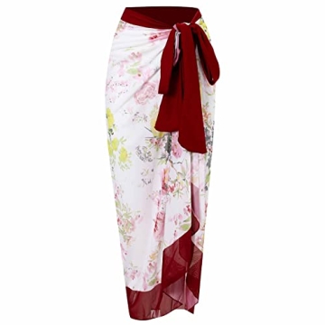 EOLIK Two Piece Bathing Suits for Women Tummy Control Swimsuit Beach Coverup Maxi Wrap Skirts High Waisted Bikini Tankini Set