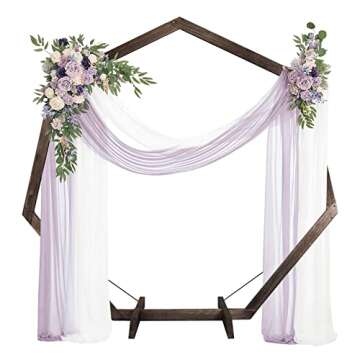 Wooden Wedding Arch 7.2FT, Heptagonal Wood Arch for Wedding Ceremony, Wood Arch for Weddings, Partie...