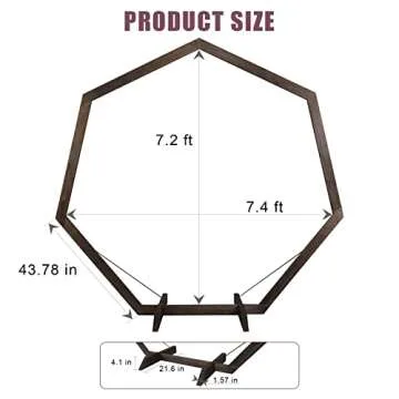 Wooden Wedding Arch 7.2FT, Heptagonal Wood Arch for Wedding Ceremony, Wood Arch for Weddings, Parties, Indoor, Outdoor, Backdrops, Garden Decorations