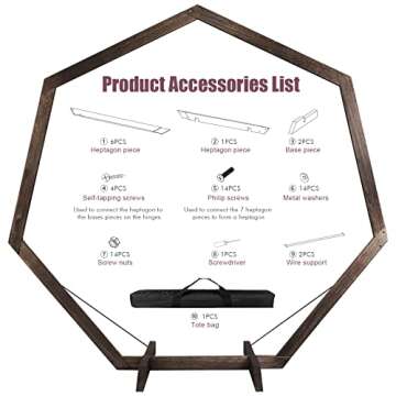 Wooden Wedding Arch 7.2FT, Heptagonal Wood Arch for Wedding Ceremony, Wood Arch for Weddings, Parties, Indoor, Outdoor, Backdrops, Garden Decorations