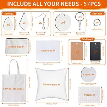 57Pcs Sublimation Blanks Set for Custom Gifts