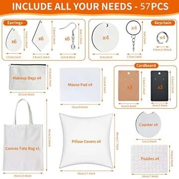 57Pcs Sublimation Blanks Set for Custom Gifts