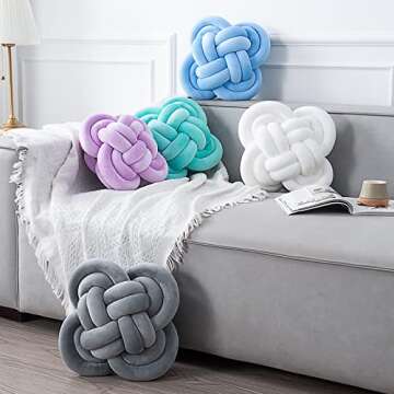 Xiashrk Knot Pillow, Decorative Throw Pillows with Soft Plush for Couch, 12" Knotted Pillows White D...