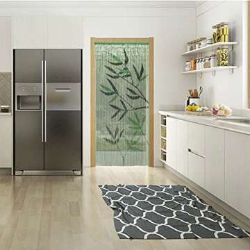 EVIDECO French Home Goods Bamboo Beaded Door Curtain 90 Strings 79" H x 36" W Leaves