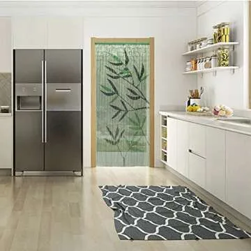 EVIDECO French Home Goods Bamboo Beaded Door Curtain 90 Strings 79" H x 36" W Leaves