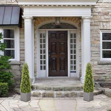 SEVENLOVE 48 Inch Artificial Boxwood Topiary Tree Set of 2, 4FT Potted Boxwood Tree Cone Topiary Artificial Plant Shrub for Front Porch Home Office Decor…