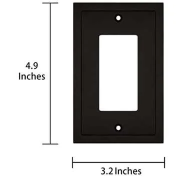 Modern Edge Decorative Wall Plate Switch Plate Outlet Cover, Durable Solid Zinc Alloy (Single Decorator 2PK, Matte Black)